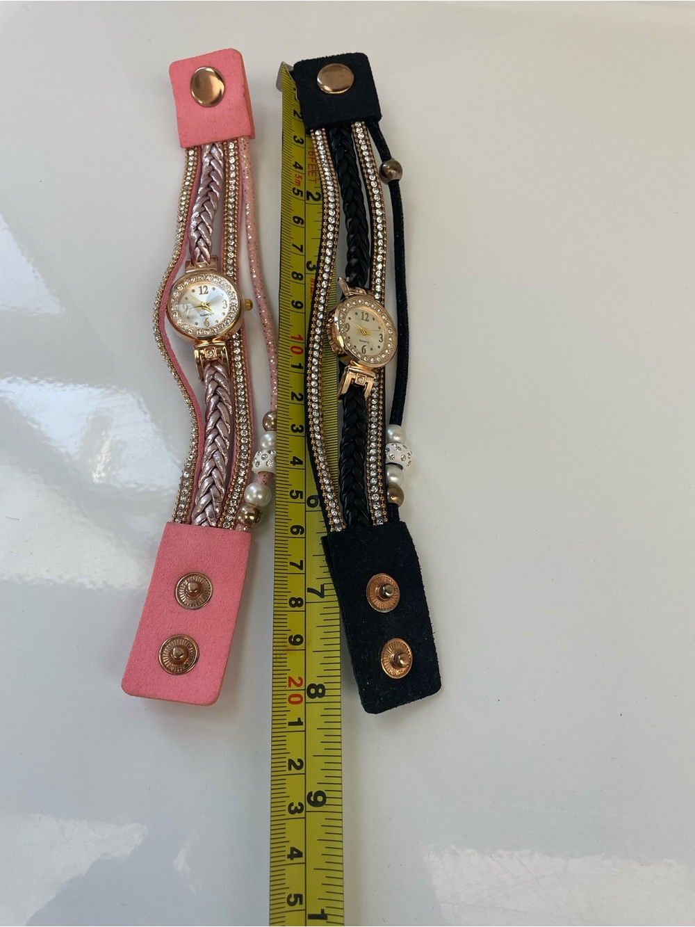 Set of Two Wrap Bracelet Watches - Black & Pink - Picture 3 of 3
